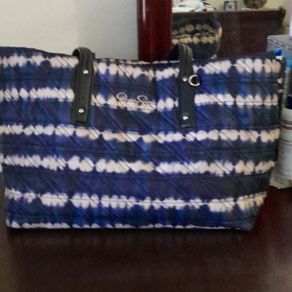 Jessica Simpson Navy White Tiedye Large nylon Tote